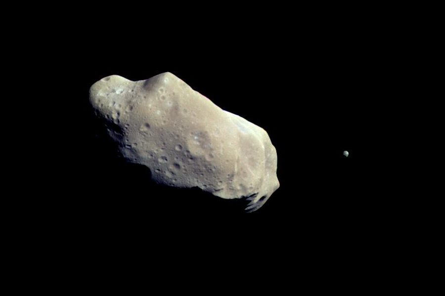 An asteroid is shown hurtling through space in this file photo captured by NASA's Galileo spacecraft.