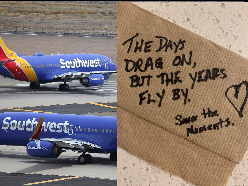 Newly adoptive parents received a surprise babyshower on their flight home.