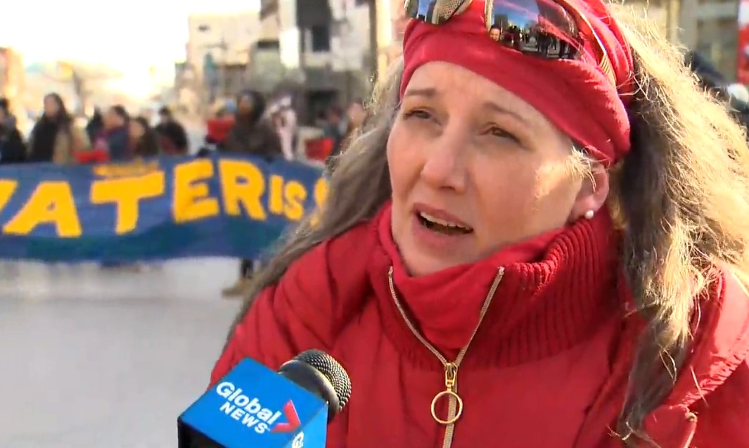 Dr. La Royce Batchelor was among the demonstrators at Portage and Main Wednesday.