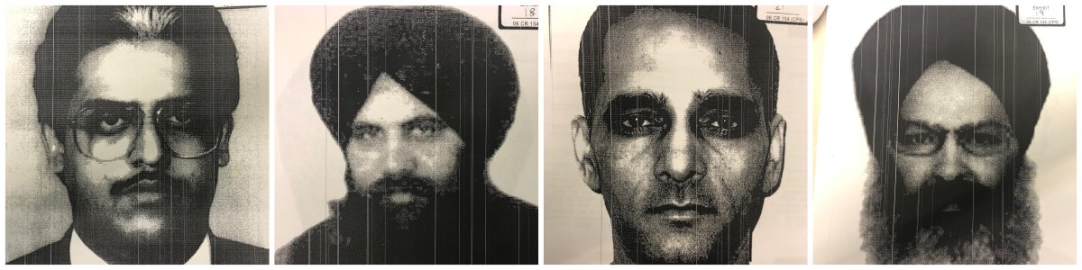 Khalid Awan, left, Paramjit Singh Panjwar, Harjit Singh and Gurbax Singh, from U.S. court files.