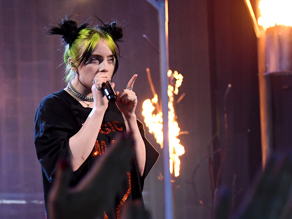 Billie Eilish performs onstage during the 2019 American Music Awards at Microsoft Theater on Nov. 24, 2019 in Los Angeles. 