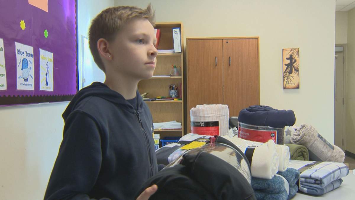 Kelowna elementary student Tyson Wilson organized a blanket drive that will benefit the Kelowna Women's Shelter.