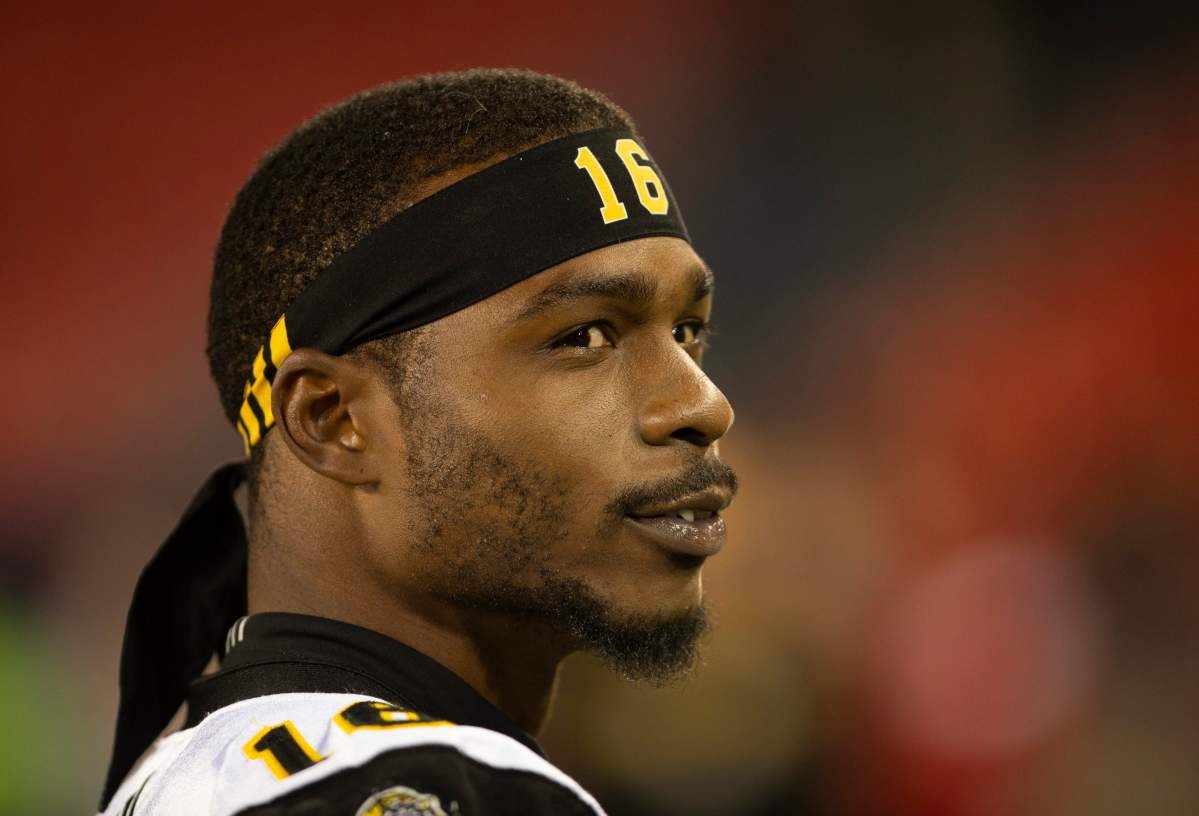 Hamilton Tiger-Cats receiver Brandon Banks (16) has been named the 2019 Golden Horseshoe Athlete of the Year.