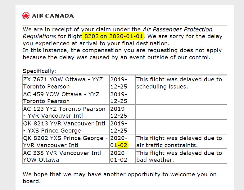 air canada delayed baggage policy