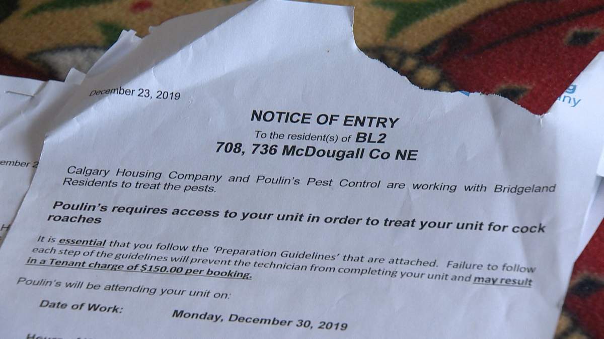 A notice of entry into Chris McKenzie’s cockroach-infested apartment.