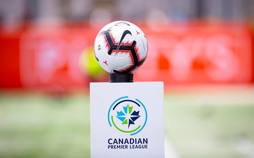 The game ball sits on a pedestal ahead of the inaugural soccer match of the Canadian Premier League between Forge FC of Hamilton and York 9 in Hamilton, Ont. Saturday, April 27, 2019.