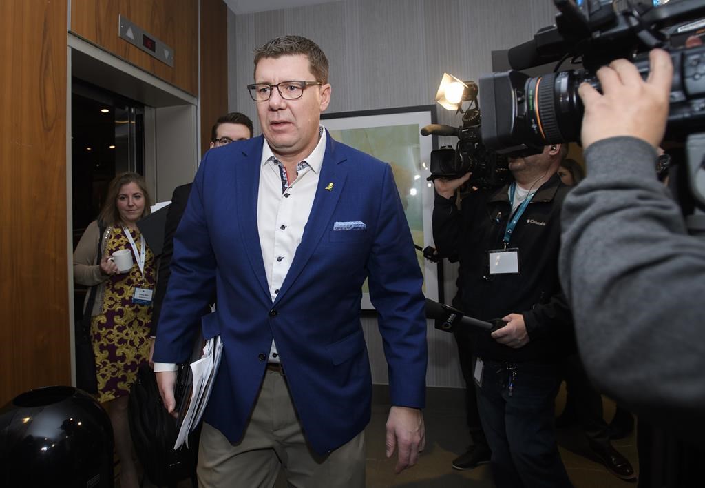 Saskatchewan Premier Scott Moe arrives for a meeting of the Council of the Federation which comprises all 13 provincial and territorial premiers in Mississauga, Ont., on Monday, Dec. 2, 2019.