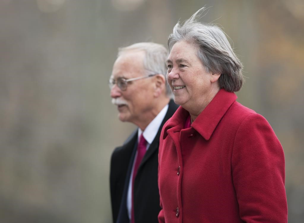 Liberal MP Deb Schulte arrives for the swearing-in of the new cabinet at Rideau Hall in Ottawa on Wednesday, Nov. 20, 2019.