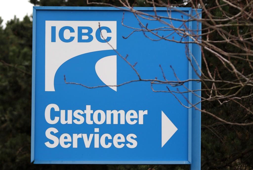Signage for ICBC (Insurance Corporation of British Columbia) is shown in Victoria, B.C., on Feb. 6, 2018. 
