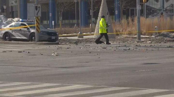 The scene of the crash near Don Mills Road and Lawrence Avenue Sunday morning.