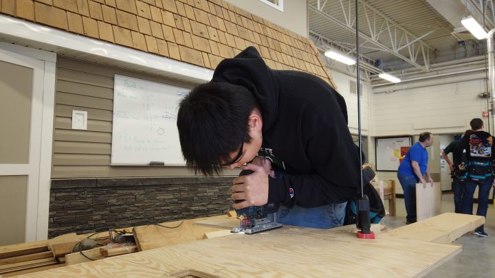 Grade 11 and 12 students from high schools across the city spend two hours every weekday in the advanced construction technology course at Campus Regina Public.