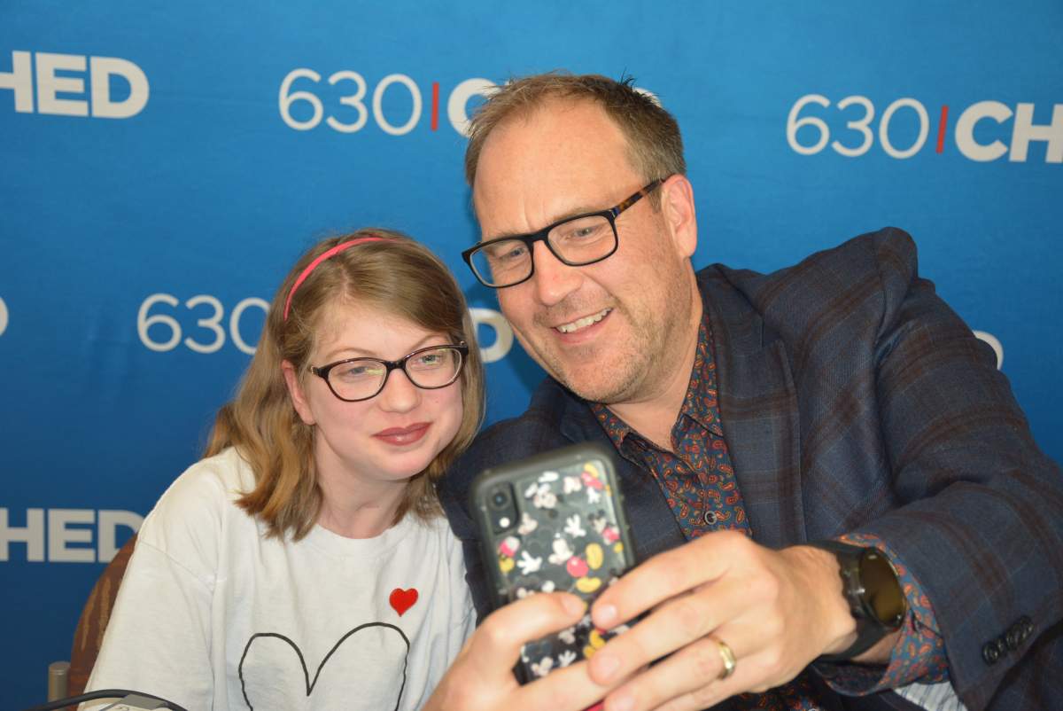 Chris Scheetz takes a selfie with Madison, a 15-year-old VAD patient at Heart Pledge Day at the Mazankowski Alberta Heart Institute on Feb. 27, 2020.