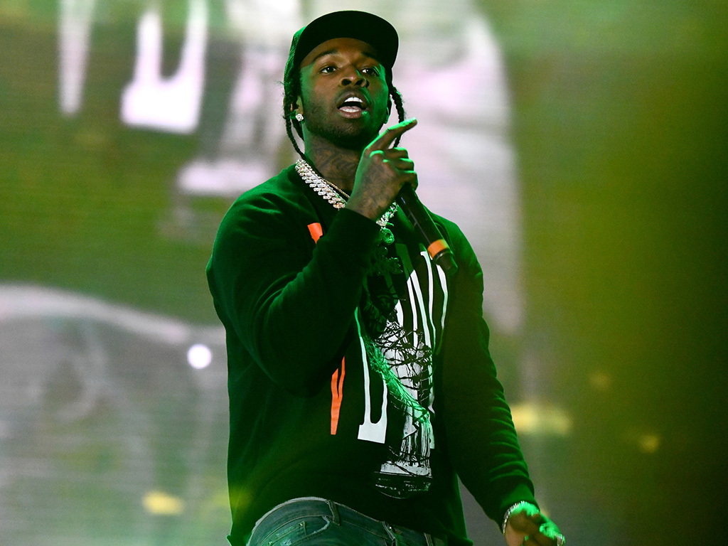 Pop Smoke performs onstage during day 2 of the Rolling Loud Festival at Banc of California Stadium on Dec. 15, 2019 in Los Angeles, Calif.