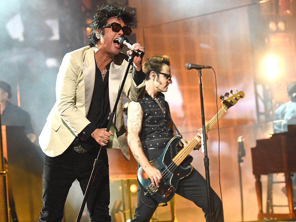 Billie Joe Armstrong and Mike Dirnt of Green Day perform onstage during the 2019 American Music Awards at Microsoft Theater on Nov. 24, 2019 in Los Angeles, Calif.
