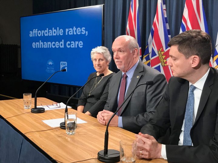 From left to right: Christine Bradstock, CEO Physiotherapy Association of BC; B.C. Premier John Horgan; and Attorney General David Eby.
