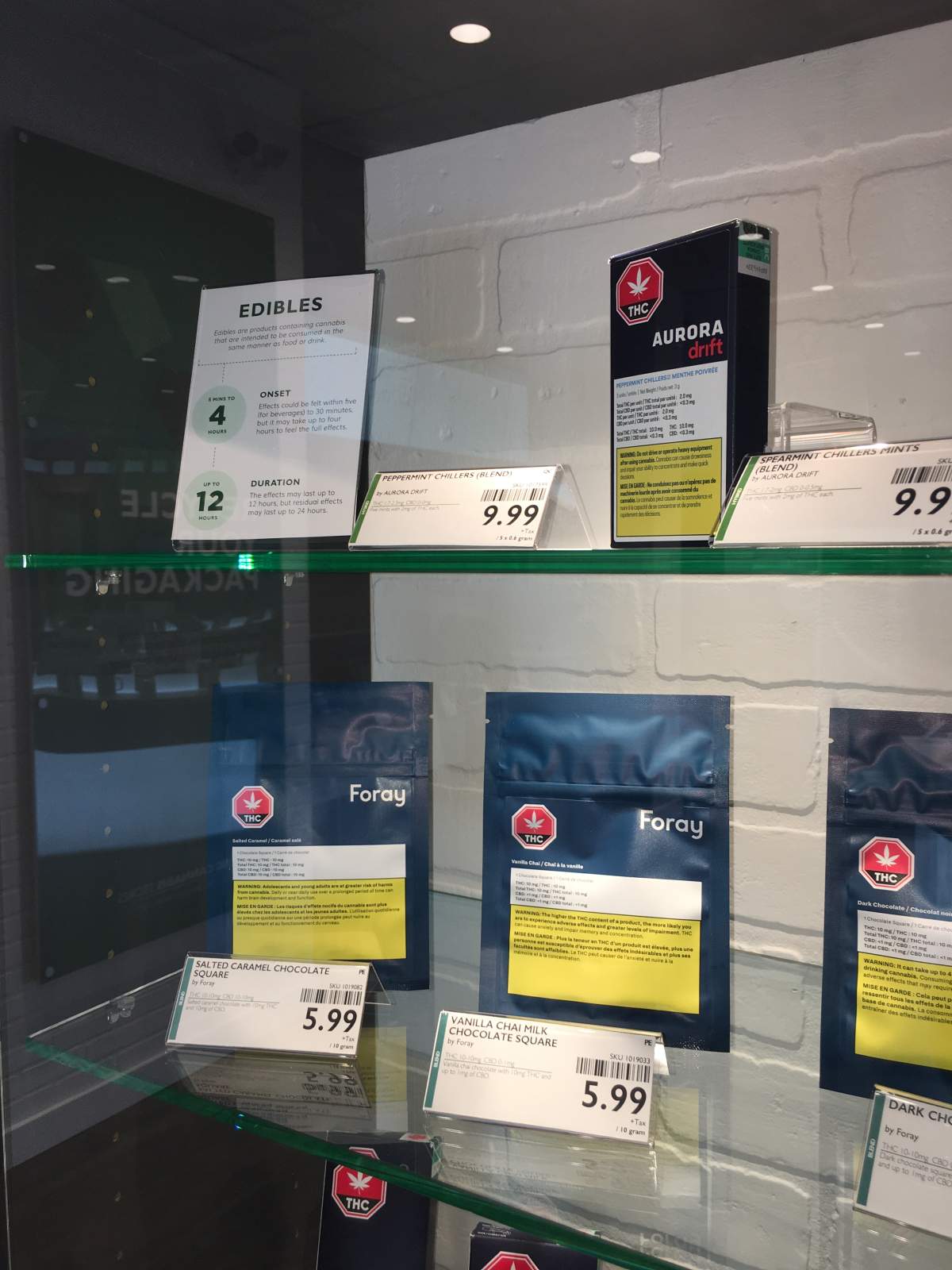 Chocolate cannabis edibles for sale at the BC Cannabis Store in Penticton.