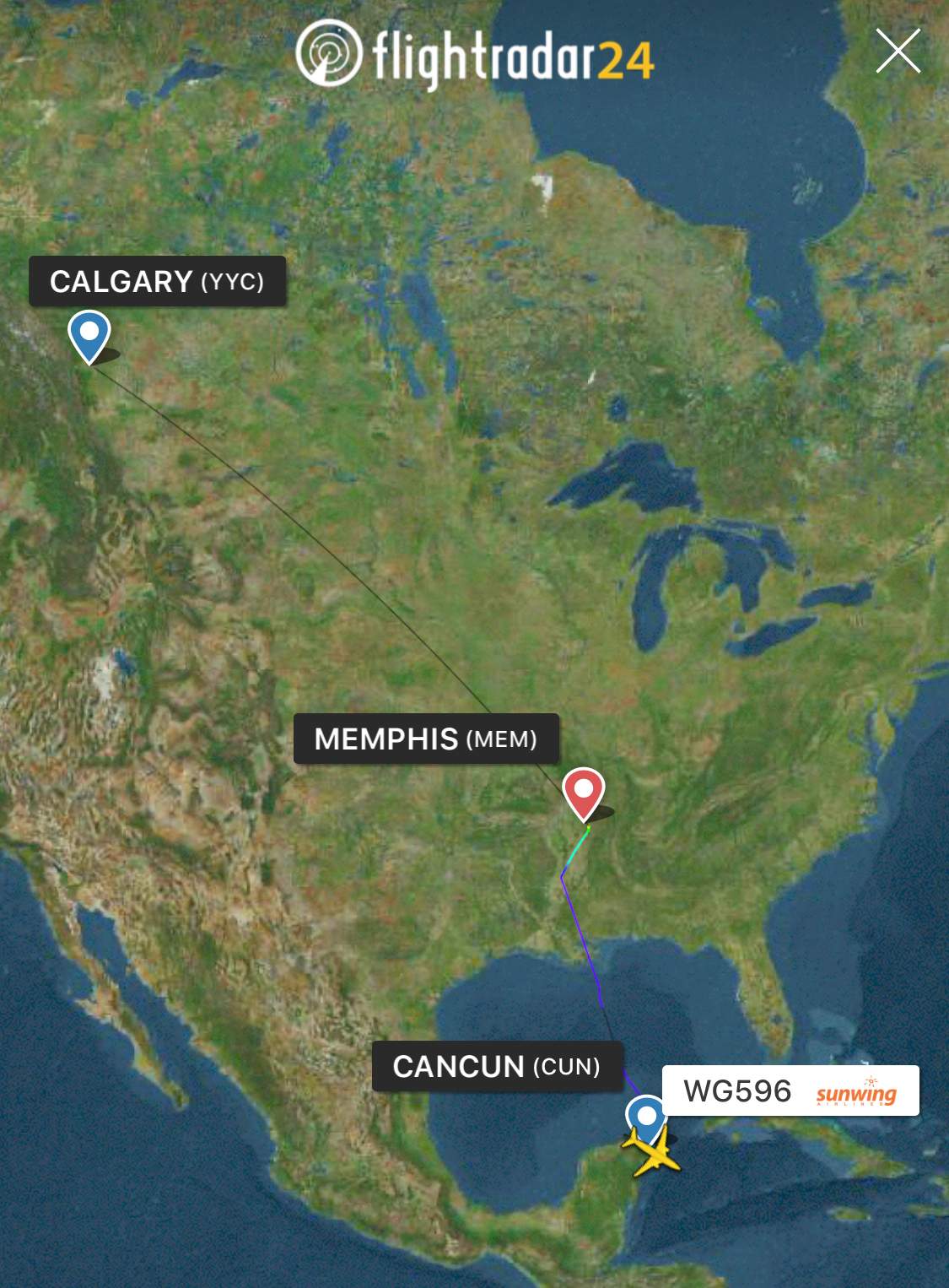A flight from Cancun to Calgary was diverted to Memphis on Tuesday night after a vape pen caused smoke in the cabin.
