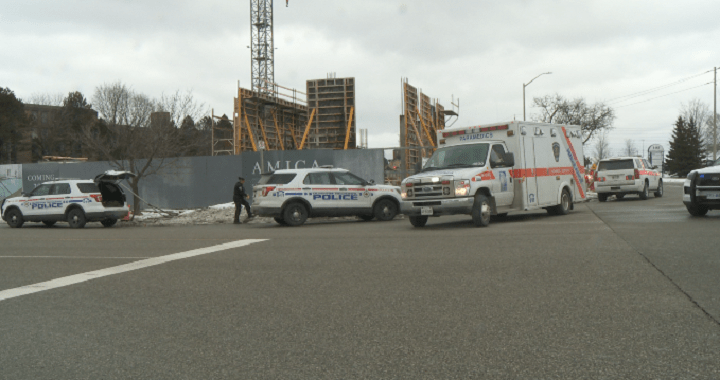 Emergency crews at the scene of an industrial accident in Pickering Monday.