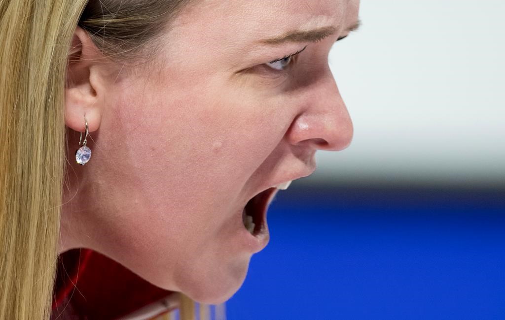 Team Canada skip Chelsea Carey calls a shot during draw 12 against Team Nunavut at the Scotties Tournament of Hearts in Moose Jaw, Sask., Wednesday, Feb. 19, 2020.