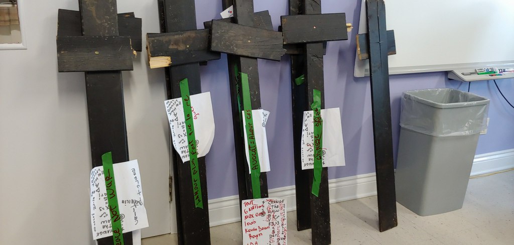 Crosses with "threatening messages" discovered on Friday, Jan. 31, at various location in Kanesetake. 