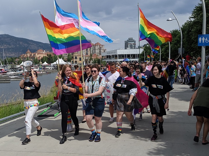 The Kelowna Pride Society says more than 12,000 people took in the 2019 Pride march in downtown Kelowna last year.
