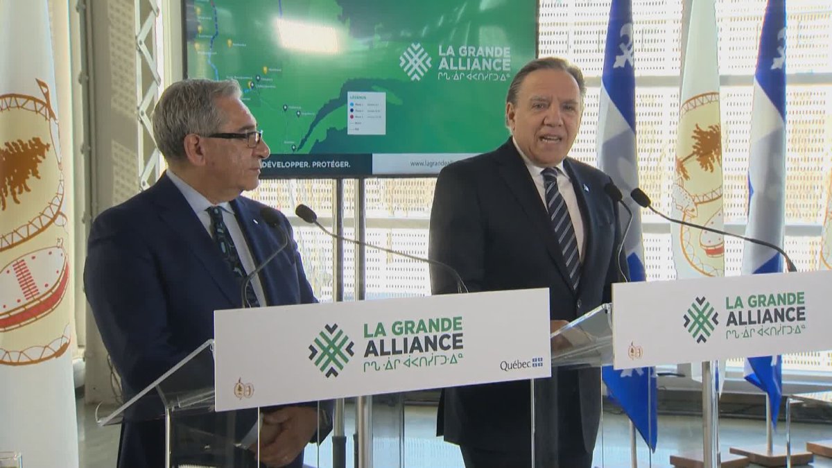 Abel Bosum, the Grand Chief of the Grand Council of the Crees, and Quebec Premier François Legault.