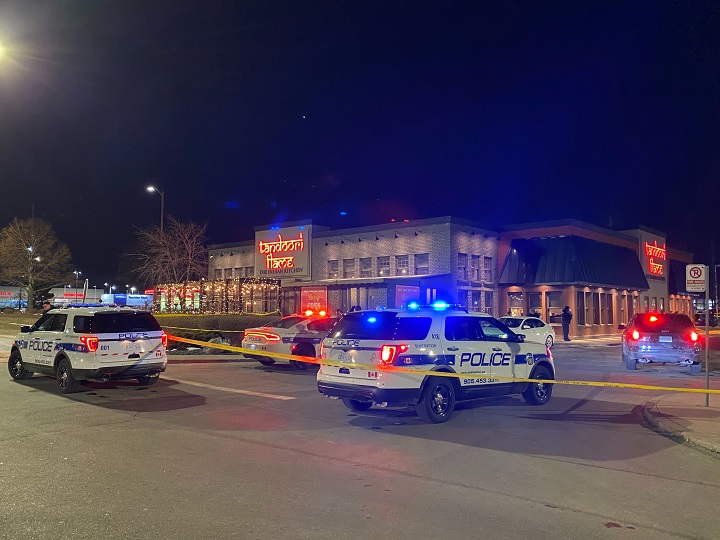 The shooting happened in a parking lot near Mavis and Britannia roads.