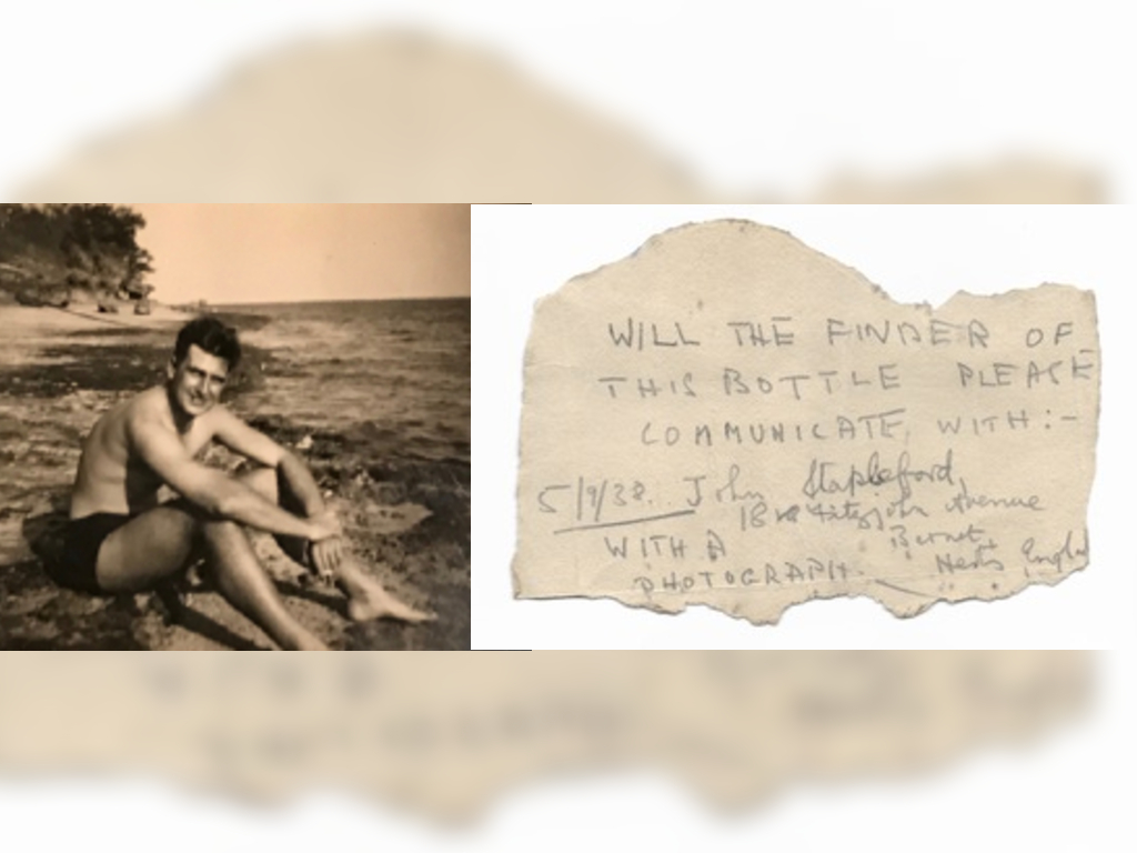 Nigel Hill discovered a message-in-a-bottle from 1938 while walking his dog.