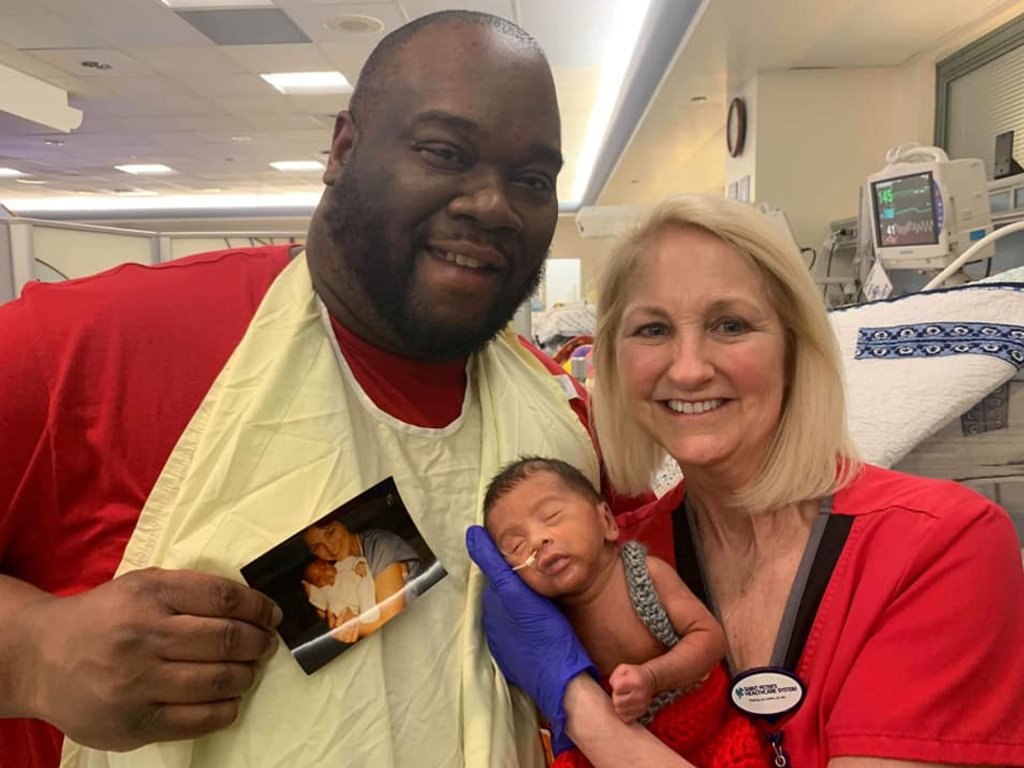 David Caldwell and Renata Freydin welcomed their first child 10 weeks early. The NICU nurse, who took care of Caldwell decades ago, also is caring for their baby boy.