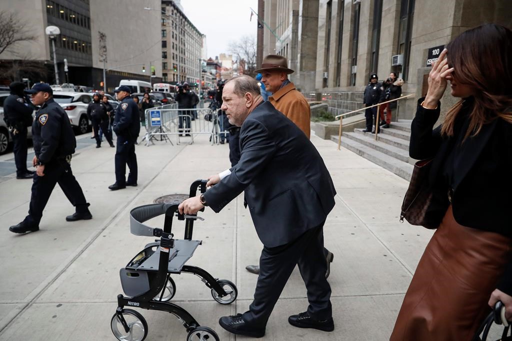 Harvey Weinstein departs a Manhattan courthouse for his rape trial, Wednesday, Feb. 5, 2020, in New York.