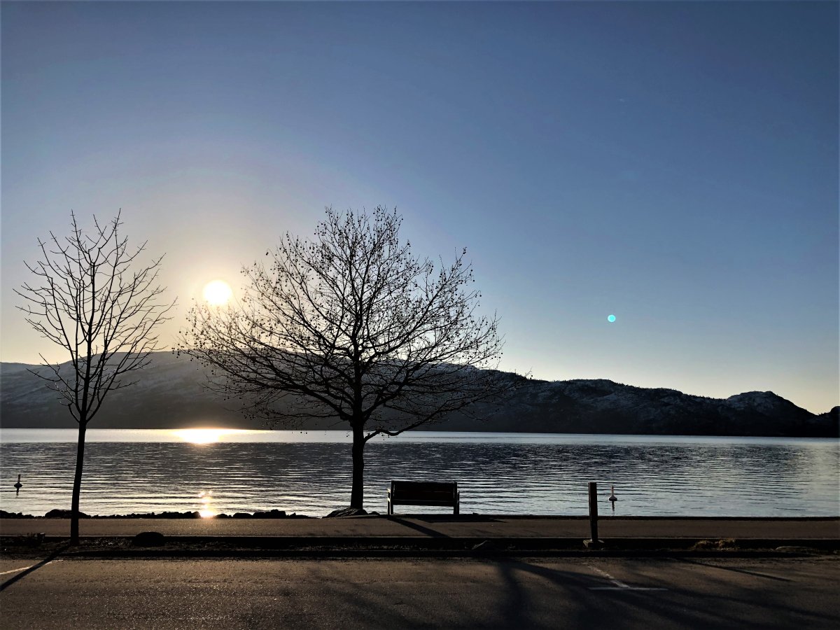 The Peachland lake shore in February 2020. The District of Peachland is looking at cutting its 2020 budget in response to the pandemic. 