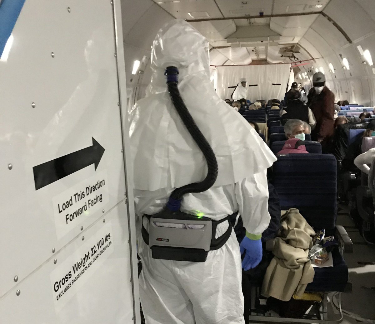 The quarantined plane headed to California.