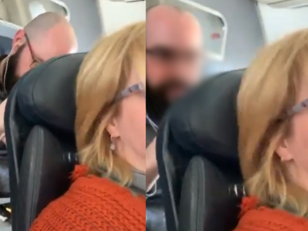 A woman shared a video to Twitter showing a man hitting the back of her seat after she reclined on an American Airlines flight.
