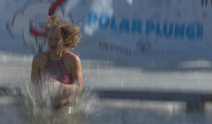 People jumped into cold Calgary waters for the Polar Plunge at Arbour Lake on Saturday, Feb. 22, 2020.