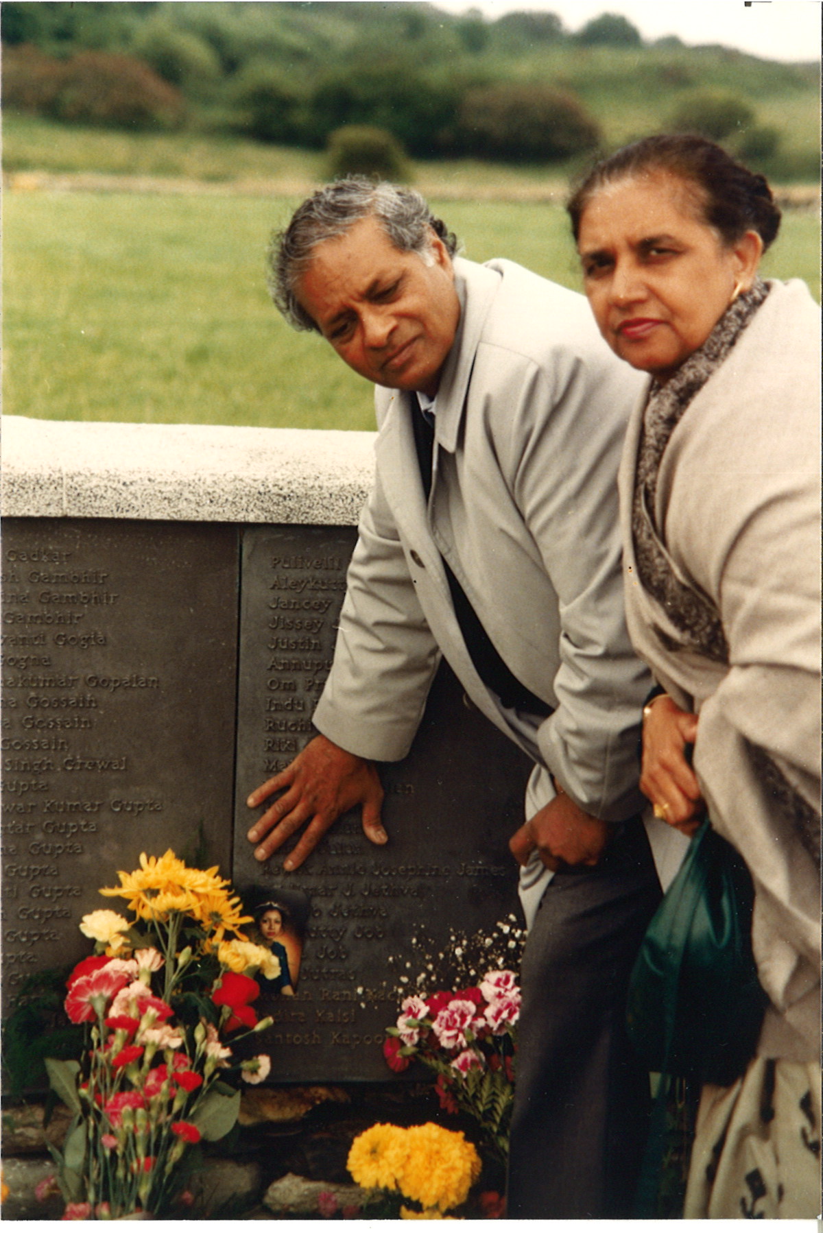 Rajiv Kalsi’s parents at the Air India memorial in this undated photo. Kalsi’s sister Indira died in the Air India bombing. (Photo by Rajiv Kalsi)