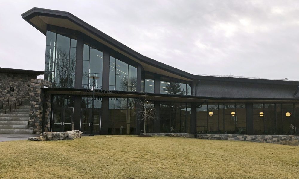 This Tuesday, Feb. 11, 2020 photo shows the Barbara Walters Campus Center building on the campus of Sara Lawrence College in Yonkers, N.Y.
