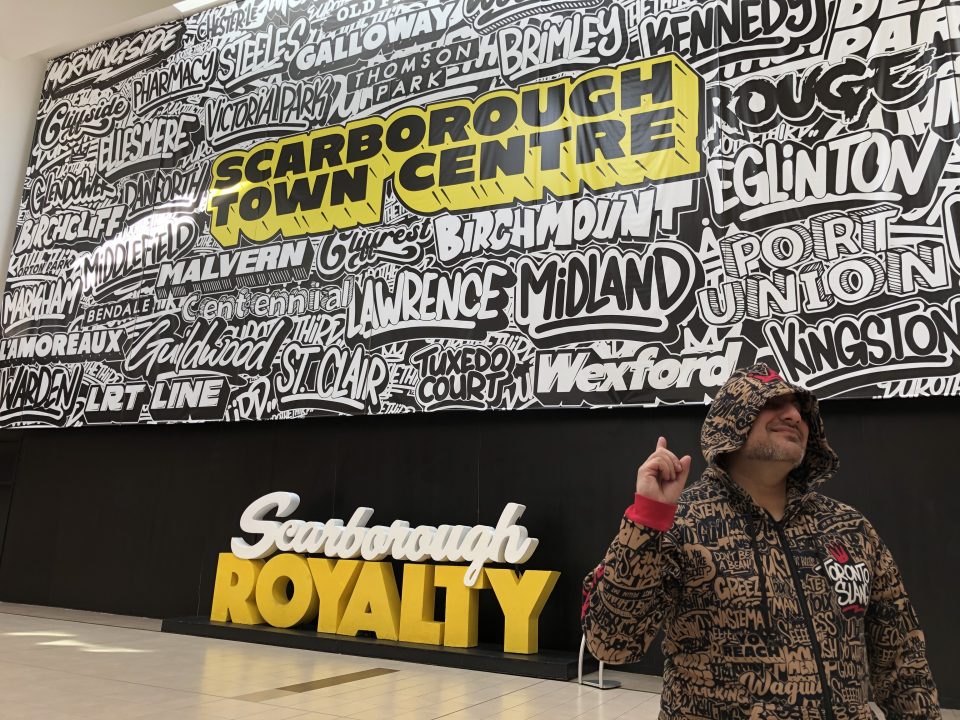 The mural designed by a graffiti artist who has gained international attention can be found inside the Scarborough Town Centre.