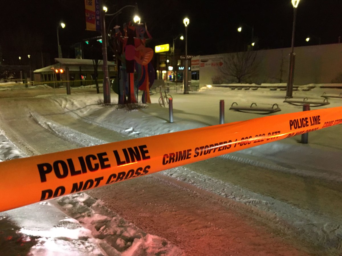 Edmonton police investigate a suspicious death in the area of Stony Plain Road and 152 Street Wednesday, Feb. 19, 2020.