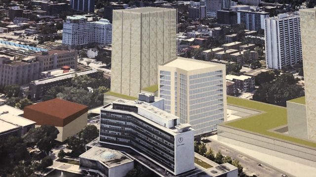 Preliminary images of office towers proposed for the land behind Hamilton City Hall have been presented to city councillors.