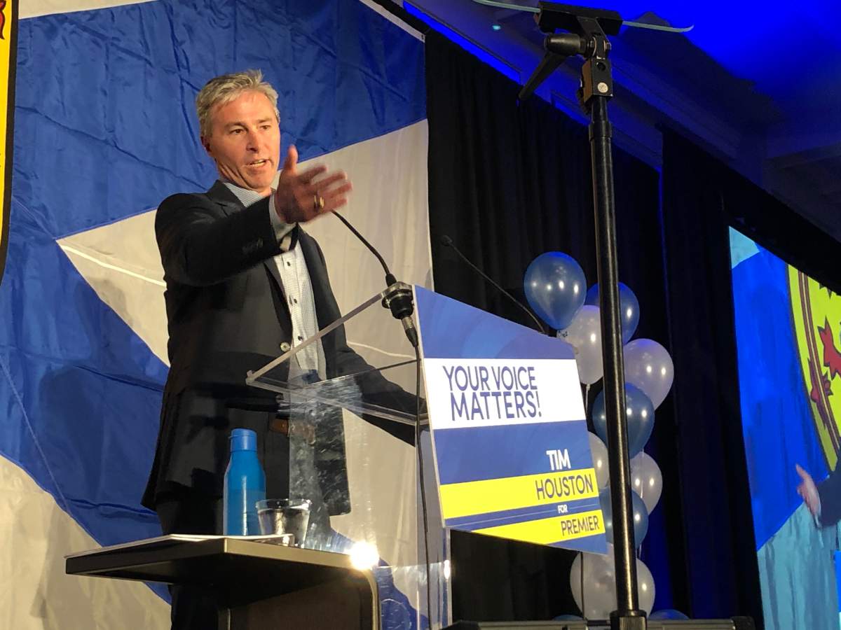 Nova Scotia PC leader Tim Houston opens the party’s annual general meeting in Halifax on Feb. 7, 2019.