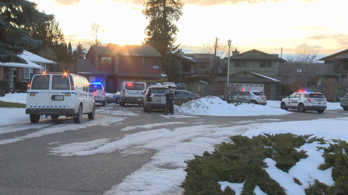 There was a heavy police presence on Tomby Court in Kelowna Friday afternoon. 