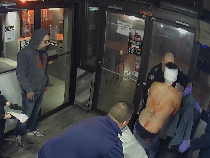 Kyle Bourdon receives help following a late-night assault in Osoyoos, B.C., on Dec. 14.