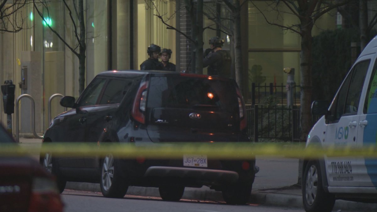 Officers on the scene of a police incident in downtown Vancouver on Thursday, Jan. 06, 2020. 