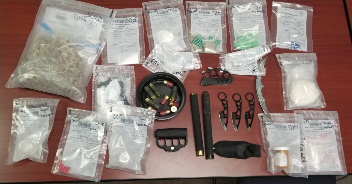 Three people face charges after Quinte West OPP seized drugs and weapons in Trenton on Feb. 12.