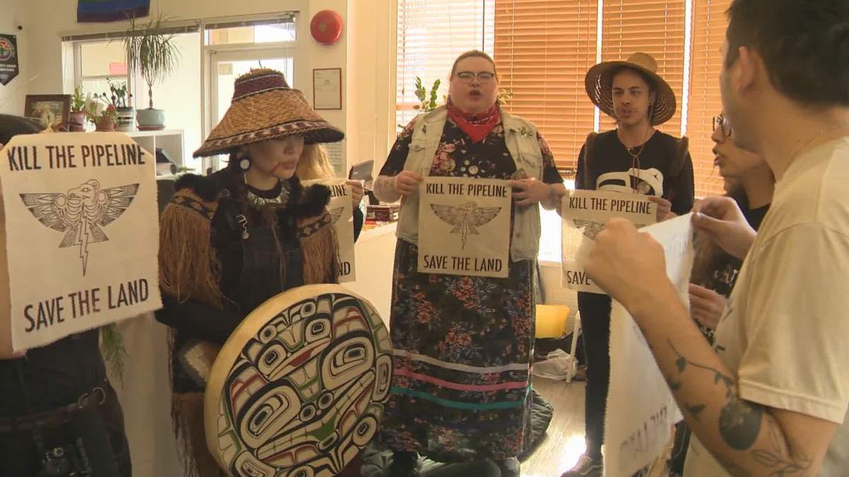 Indigenous youth activists occupy MLA Melanie Mark's office in East Vancouver on Friday, Feb. 21, 2020. 