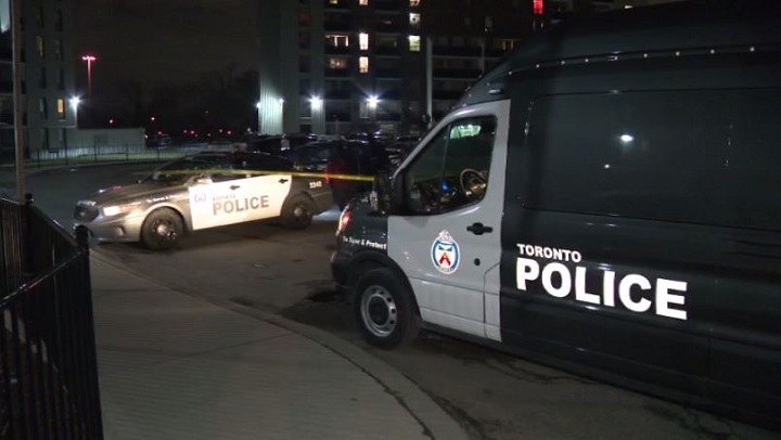 A photo of police on scene after a shooting on Willowridge Road in Etobicoke. 