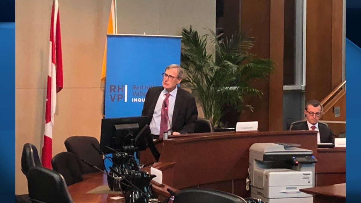Herman Wilton-Siegel, the justice leading the Red Hill Valley Parkway Inquiry, is shown at a briefing in Hamilton in 2019.