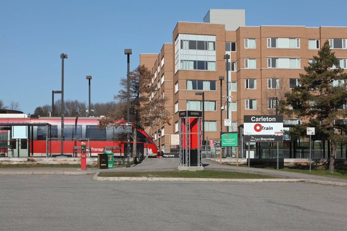 An OC Transpo O-Train arrives at the Carleton station in Ottawa on Sunday, April 29, 2012. Service on the Trillium Line will shut down May 2, 2020 as construction ramps up to extend the line further south.