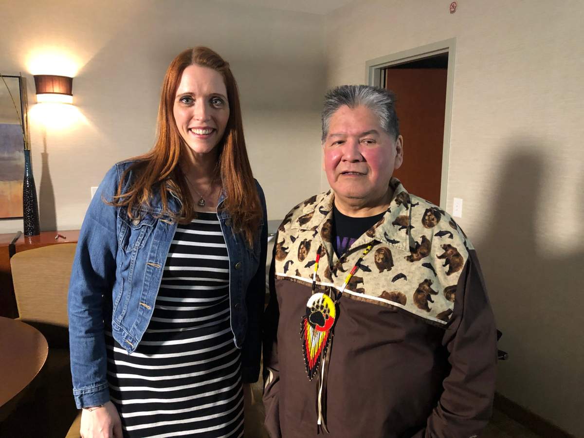 Junior High School teacher Amanda Green and Cree educator Wilfred Buck. March 12, 2020.
