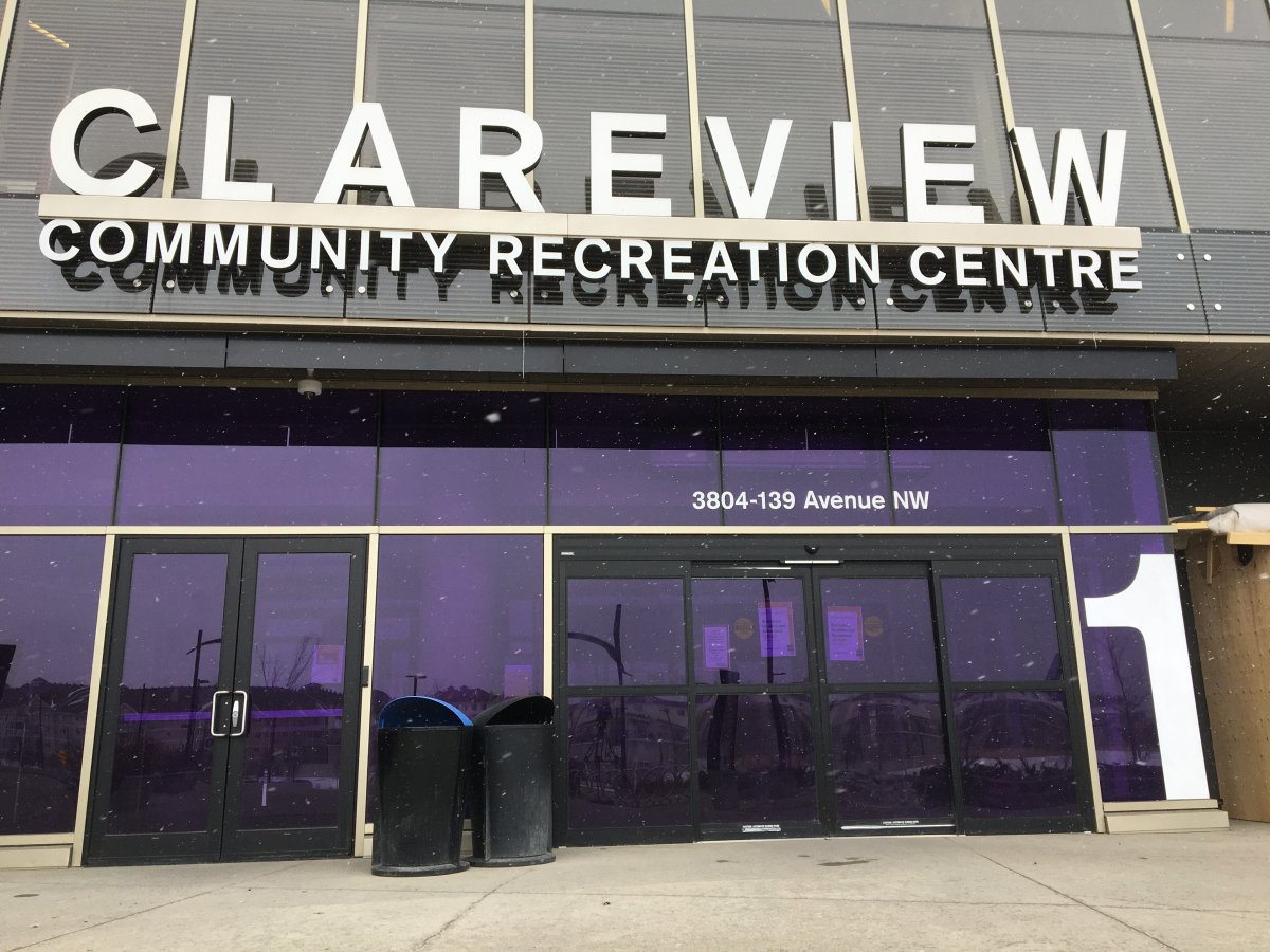 Clareview Rec Centre in Edmonton, March 30, 2020.